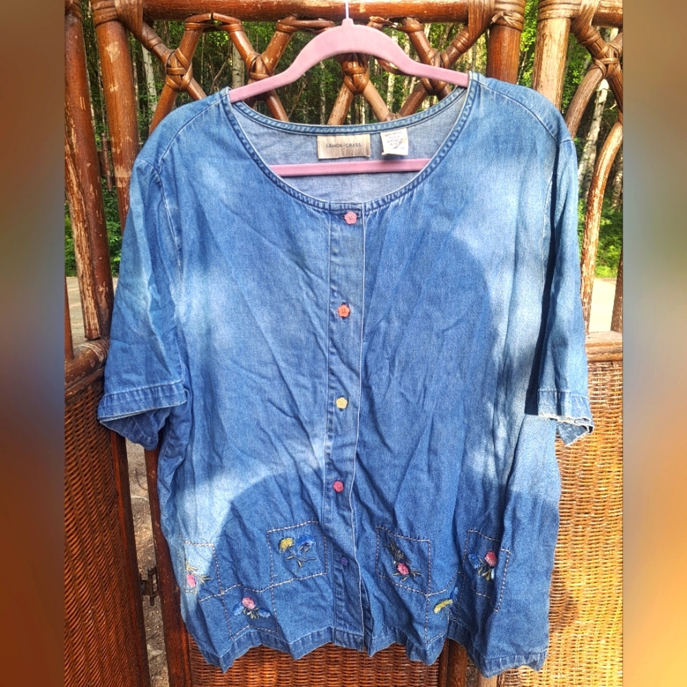Lemon Grass jean shirt 100% cotton 20W